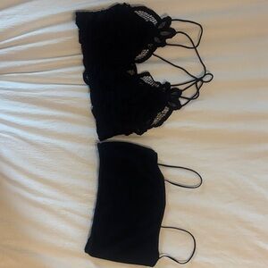 aerie Black Lace Bralette with Matching Black Bandeau